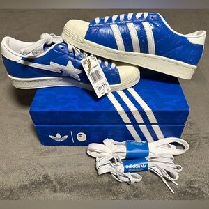 Adidas Bape Blue and White Sneakers New